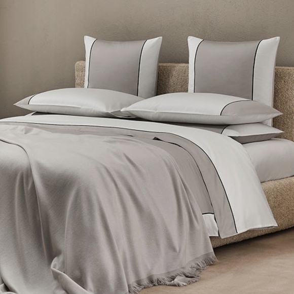 Frette Luxury 2025 New Luxury King Duvet Set& 2 Euro Shams Perl Grey Reversible - Picture 11 of 15